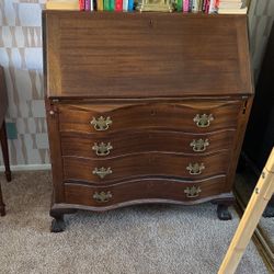 Queen Anne Antique Writing Desk With Drawers 