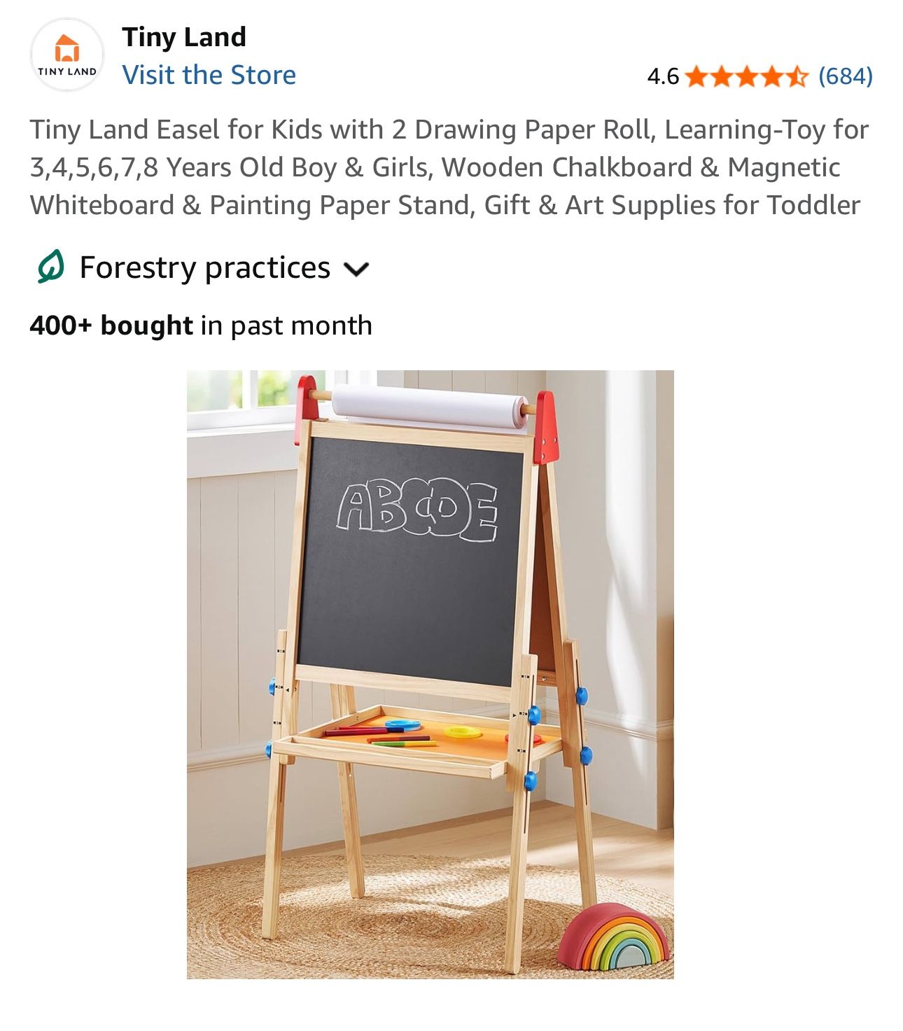 Easel For Kids With 2 Drawing Roll New In Box 65