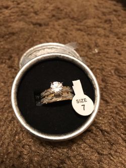 Women's 925 sterling silver diamond cubic zirconia wedding engagement ring size 7