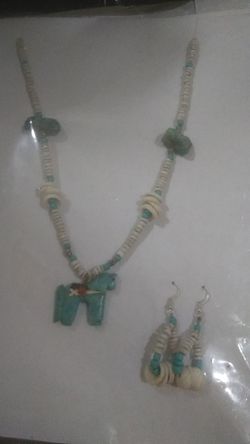 Hishe turquoise and Pucca necklace and earrings