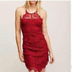 Free People Women's XS Halter Rust Lace She’s Got It burgundy Dress NWT