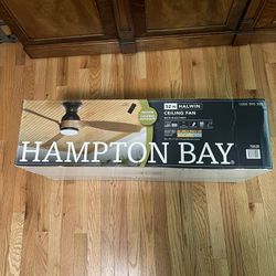 Save $50! Brand New Hampton Bay Halwin 52 in. Indoor/Outdoor Matte Black Low Profile Ceiling Fan LED