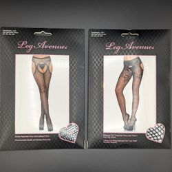 NEW Leg Ave Lingerie Suspender Hose Set of 2 