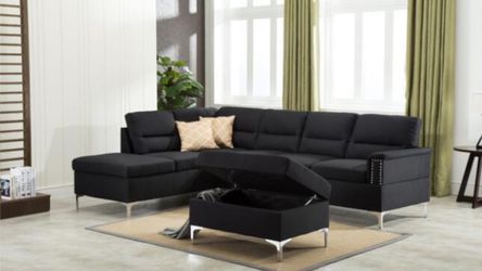Black sectional Which storage ottoman