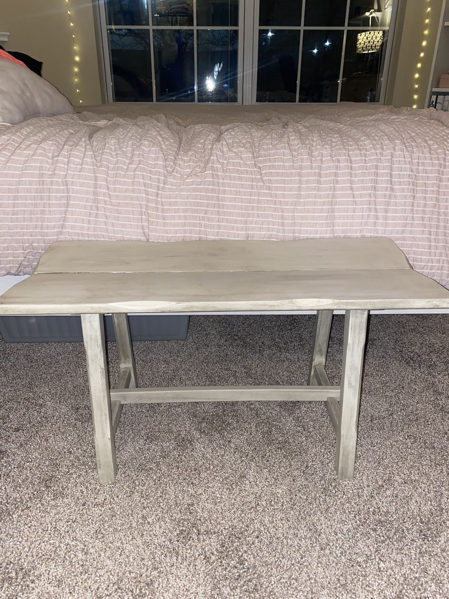 Off-White Wooden Bench