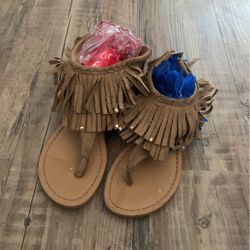 Little Girl Brown Fringe Sandal Size 1