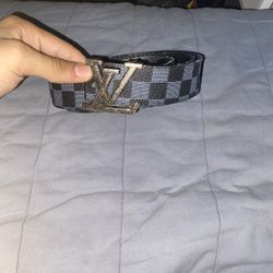 Black And Blue Reversible Checkered Louis Vuitton Belt