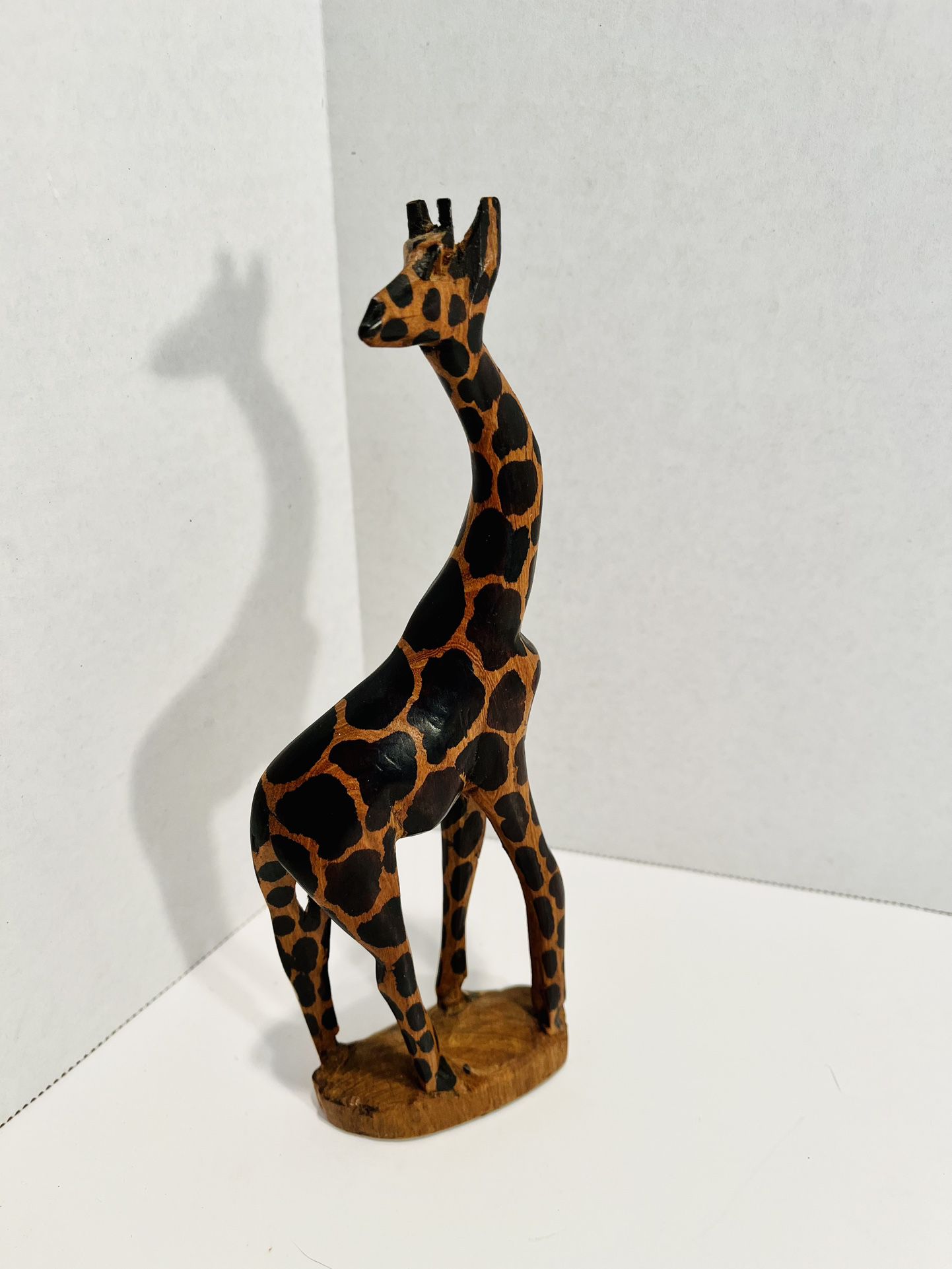 Hand Carved 8” Wooden Giraffe Figurine Statue From Kenya
