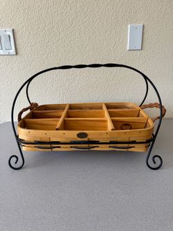 Vintage Peterboro Basket Co. Divided Basket with Metal Stand