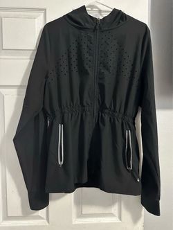 Black Athletic Zip-Up Jacket with Hood size L