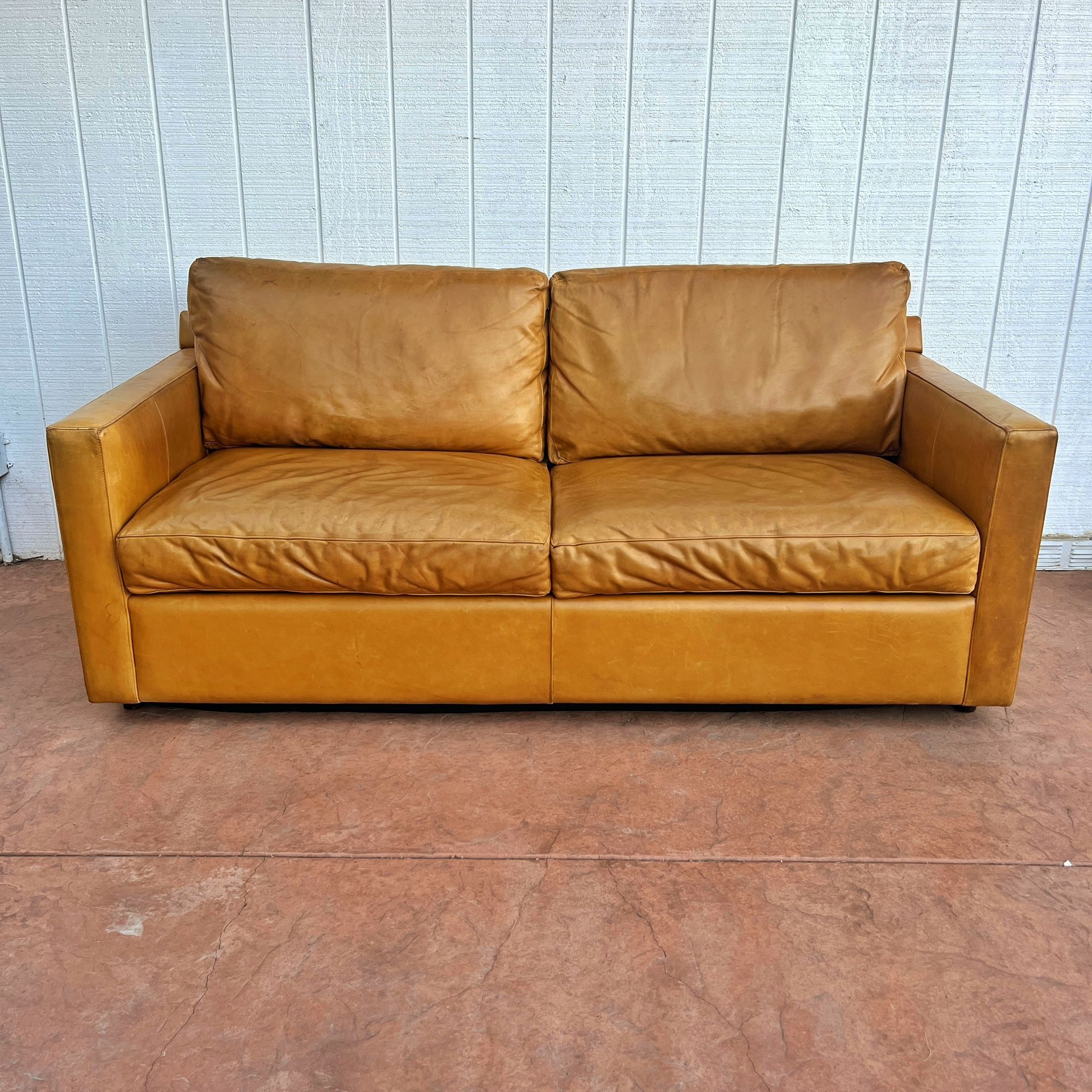 Crate & Barrel Barrett II Leather Queen Sleeper Sofa