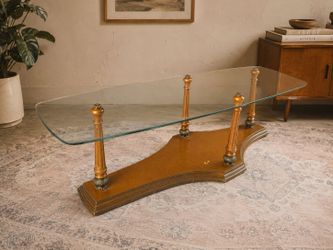 Vintage Hollywood Regency Glass Coffee Table