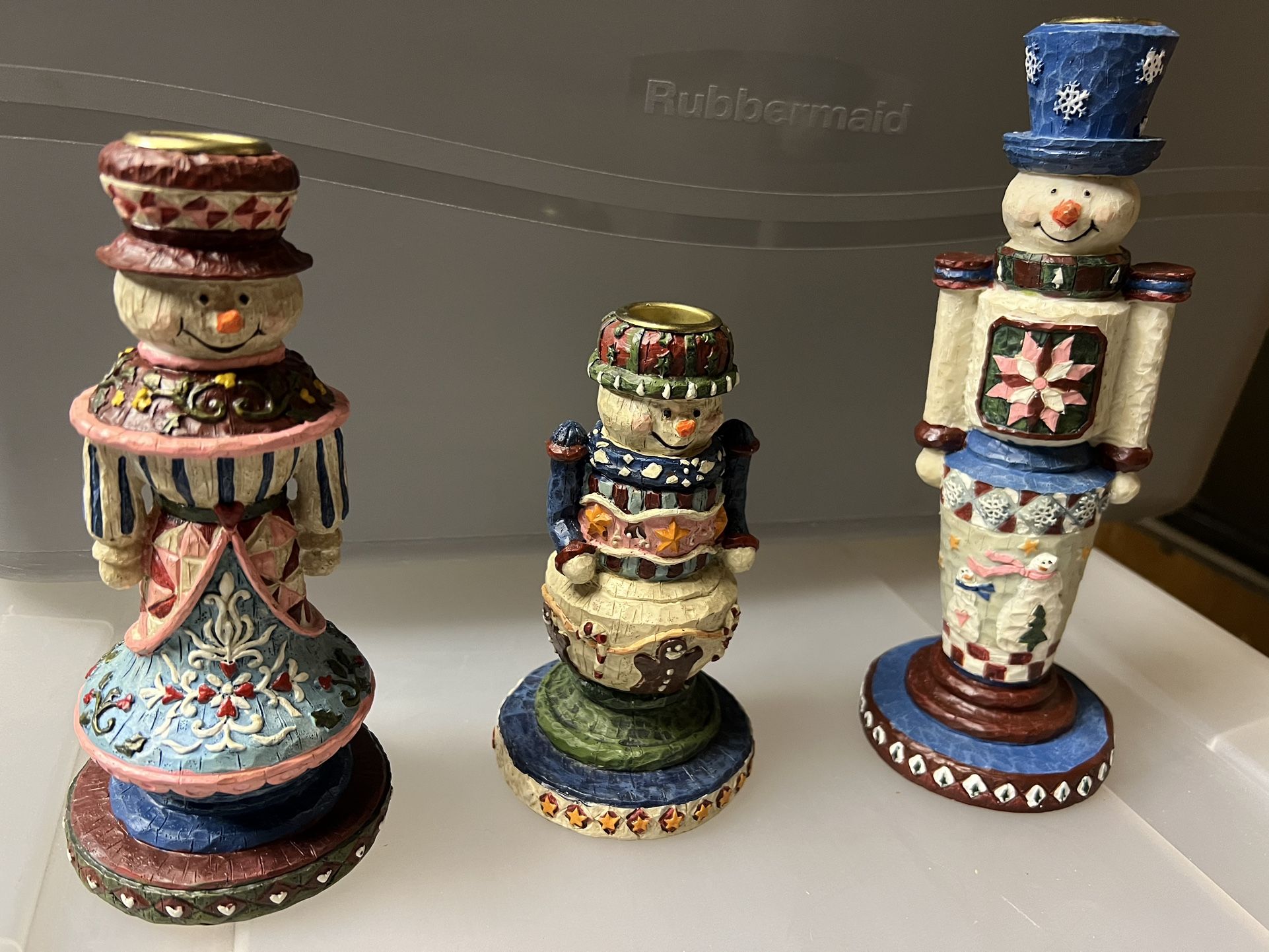 Snowmen Holiday Candle Holders