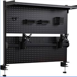 Pegboard with Dual Monitor Stand