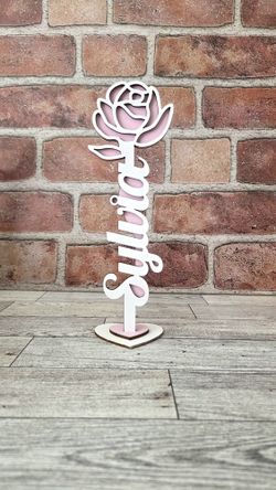 Personalized Name Standing Wooden Rose For Gift 
