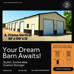 ORDER YOU NEXT METAL BARN/ GARAGE/STORAGE/CARPORT FROM CHAMELEON METALS IN SHORTEST LEAD TIMES