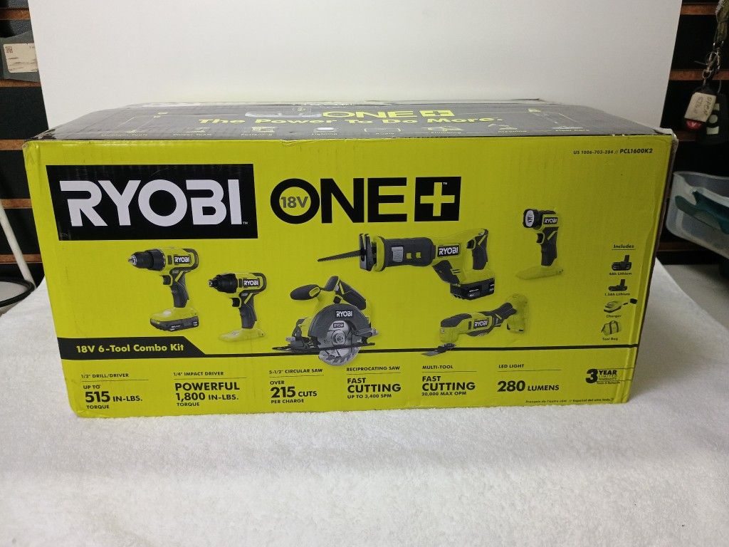 Ryobi CordlessONE+ 18V 6-Tool Combo Set (PCL1600K2)