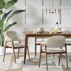Ingleside Open Back Upholstered Wood Frame Dining Chair Linen - Threshold