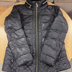 Sam Edelman Black Puffer Jacket with Velvet Women Medium