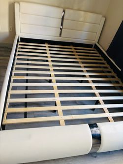 White Faux Leather Cal King Bed Frame