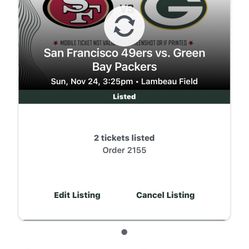 Packers Vs 49ers Club Seats $200ea
