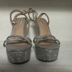 steve madden marciana platform heeled sandals in rhinestone