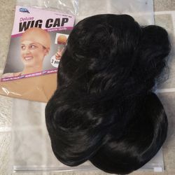 28 Inch Long Wavy Wig With Bangs ( Natural Black)