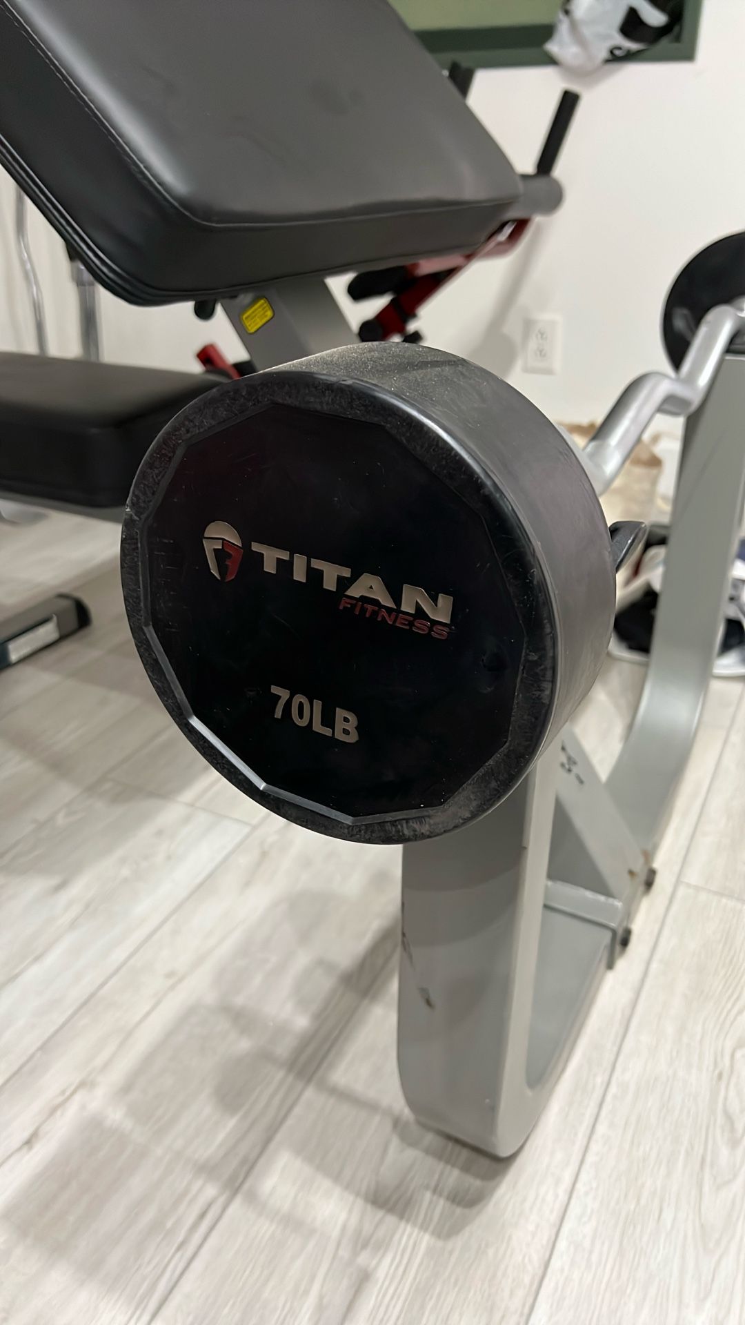 EZ Curl Barbell with Fixed Weights – 70LB (Titan Fitness)