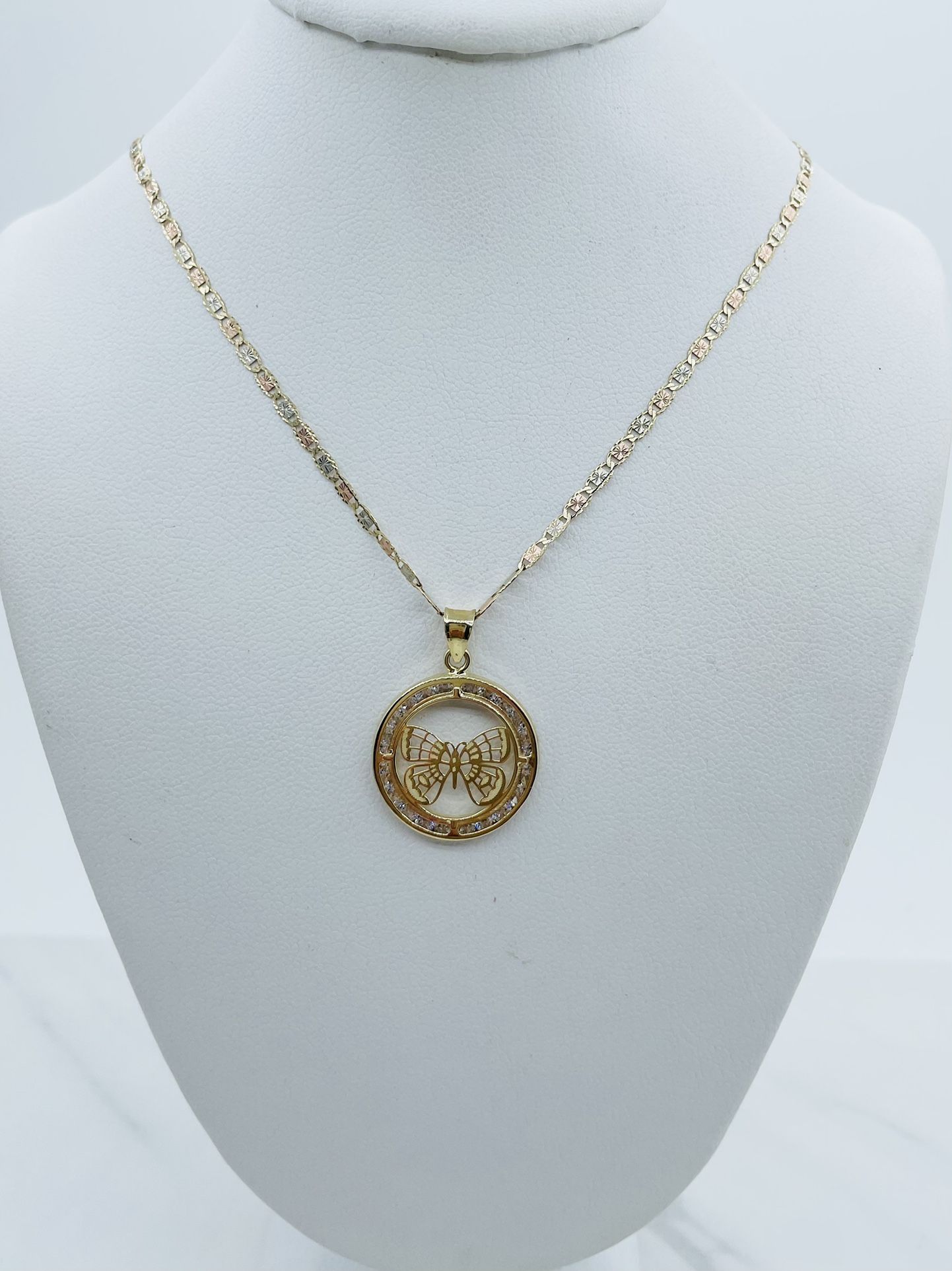 10k Real gold pendant butterfly and necklace ❤️ 20” ❤️ Cadena Y Dije Mariposa 10k