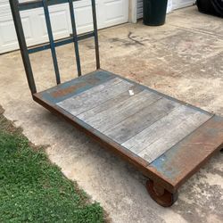  Vintage Metal And Wood  Cart