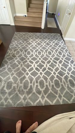 Grey and white rug