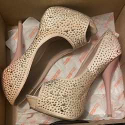 Blush Rhinestone High Heel Pumps size 8.5