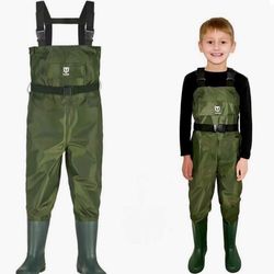TIDEWE Chest Waders for Kids, Waterproof Youth Waders with Boot Hanger, Lightweight PVC Kids Waders with Boot for Fishing NEW Reg. List Price $49.99