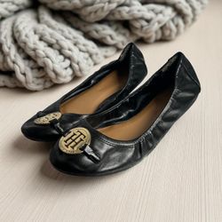 Tommy Hilfiger Black Leather Ballet Flats – Women’s Size 7