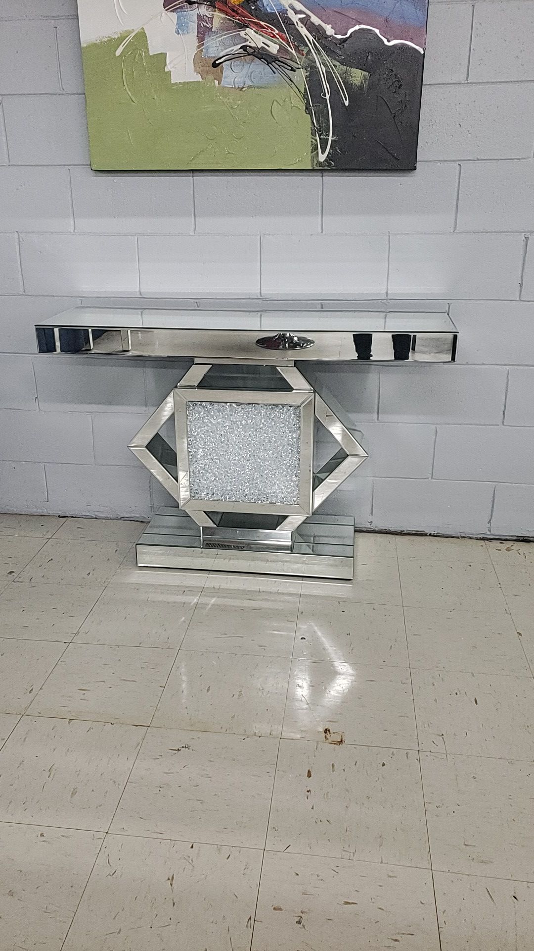 Glam glass console table