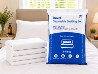 Disposable Bedding Set, Travel Bedding Set, Portable Bedding Kit, Hotel Bedding, Camping Bedding, RV Bedding, Guest Room Essentials, Individually Wrap