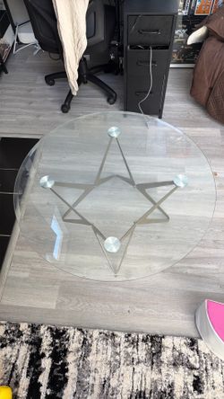 Round Glass Table with Star Metal Base
