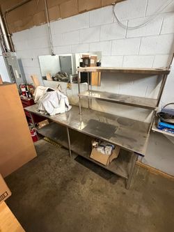 8FT Commercial Stainless Steel Prep Table w/ Double Overshelf