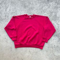 Vintage 90’sbFruit Of The Loom Blank Faded Red Crewneck Sweater