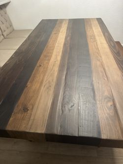 Rustic Wood Dining Table Set with 4 Chairs & Matching Bench