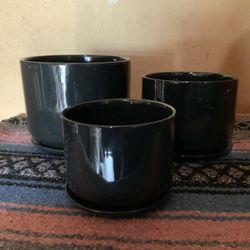 Black Ceramic Plant Pots Planters