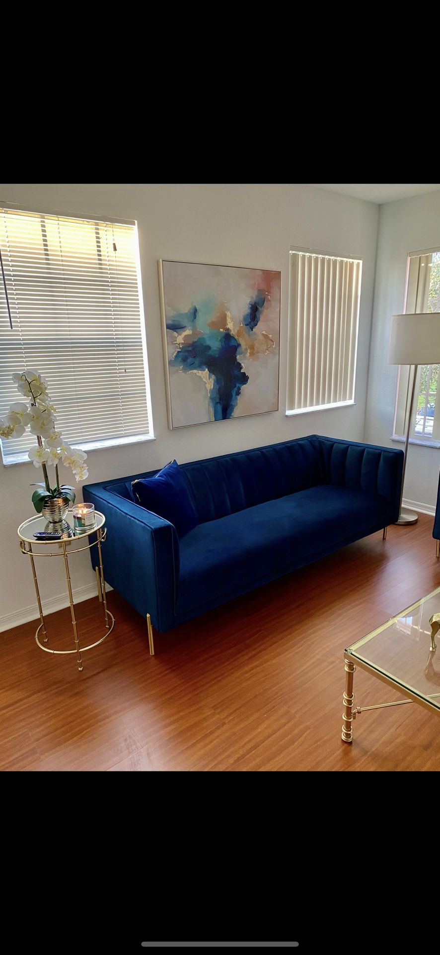 Royal Blue Velvet Sofa
