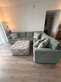 L-Shaped Sectional Sofa with Matching Ottoman