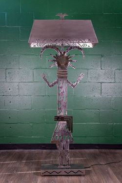 Custom Tawa (Hopi Sun God) Steel Floor Lamp - Unique Design - Delivery Available