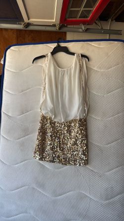 White and gold cocktail dress (small)