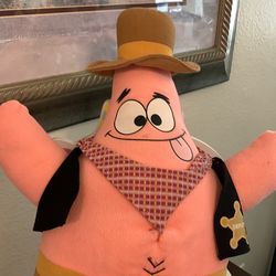 SpongeBall Square Pants Patrick Star Western Cowboy Deputy plush 19”