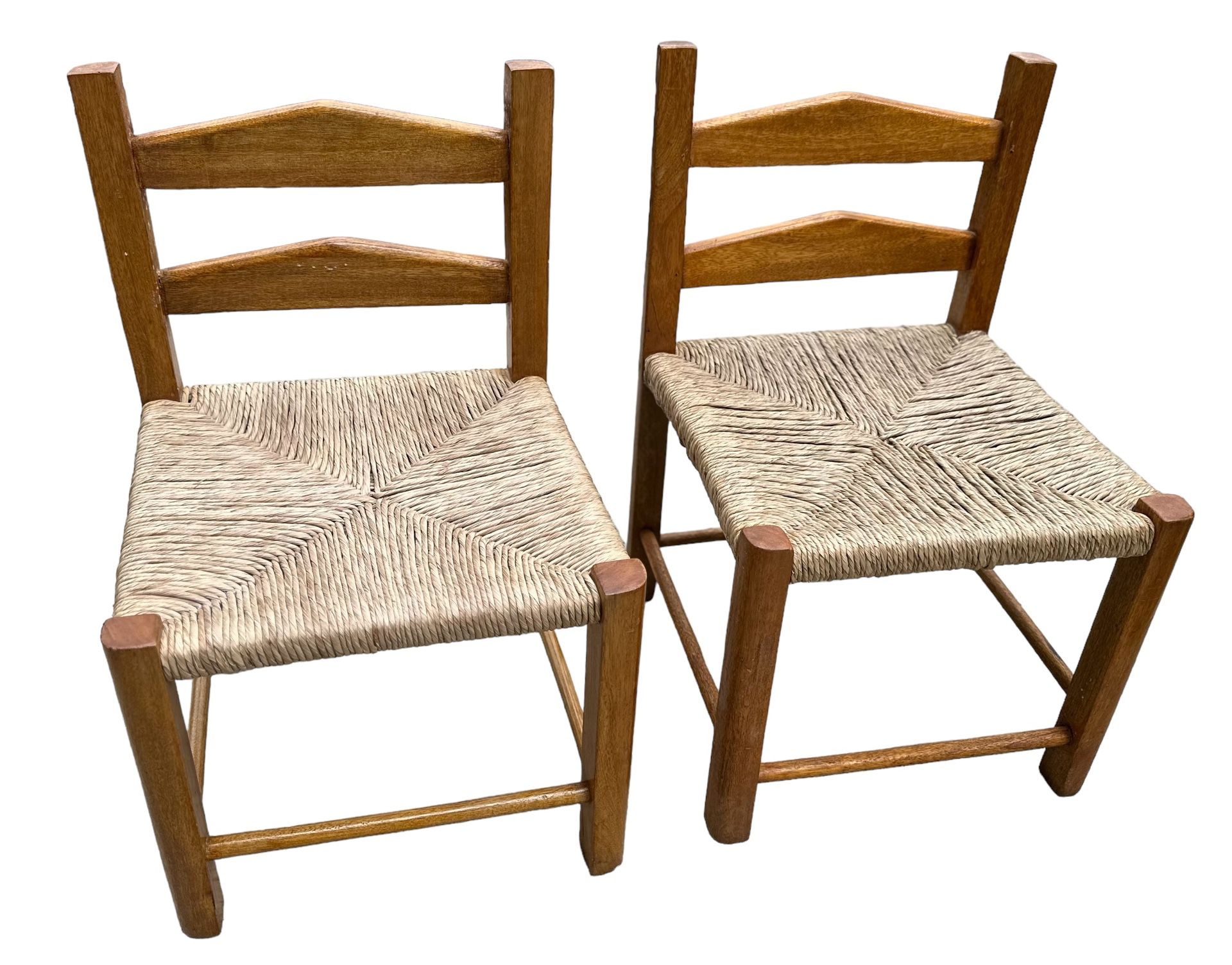 Vintage Set Of 2 Kids Rush Seat Chairs  Hand woven seats 