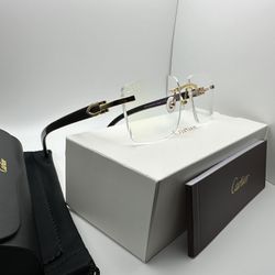 Cartier Black Horn Gold Clear Glasses