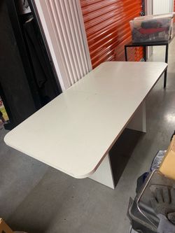 (pick up today) White Rectangular Pedestal Conference Table / Dining Table 65” x 30”