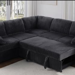 Corduroy Sectional Sleeper Sofa Pullout Bed 
